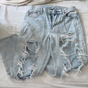 American Eagle Outfitters Light Blue Ripped Boyfriend Jeans